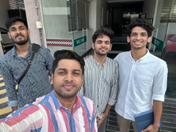 Casual selfie of four friends